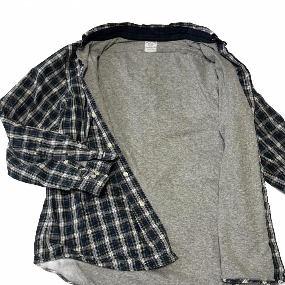 Brooks Brothers Men's Large Button Up Long Sleeve Blue Green Plaid Lined - Picture 4 of 9